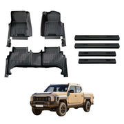 7D Floor Mats + Black Door Sill Protector for KIA Tasman 2025-Onwards
