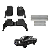 Car Floor Mats + Door Sill Protector for Mitsubishi Triton MV Dual Cab 2024-Onwards