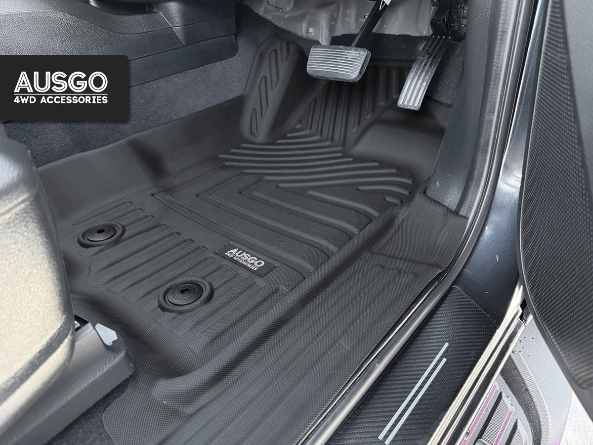 5D Moulded Floor Mats + Black Door Sill Protector for Ford Everest 2015-2022