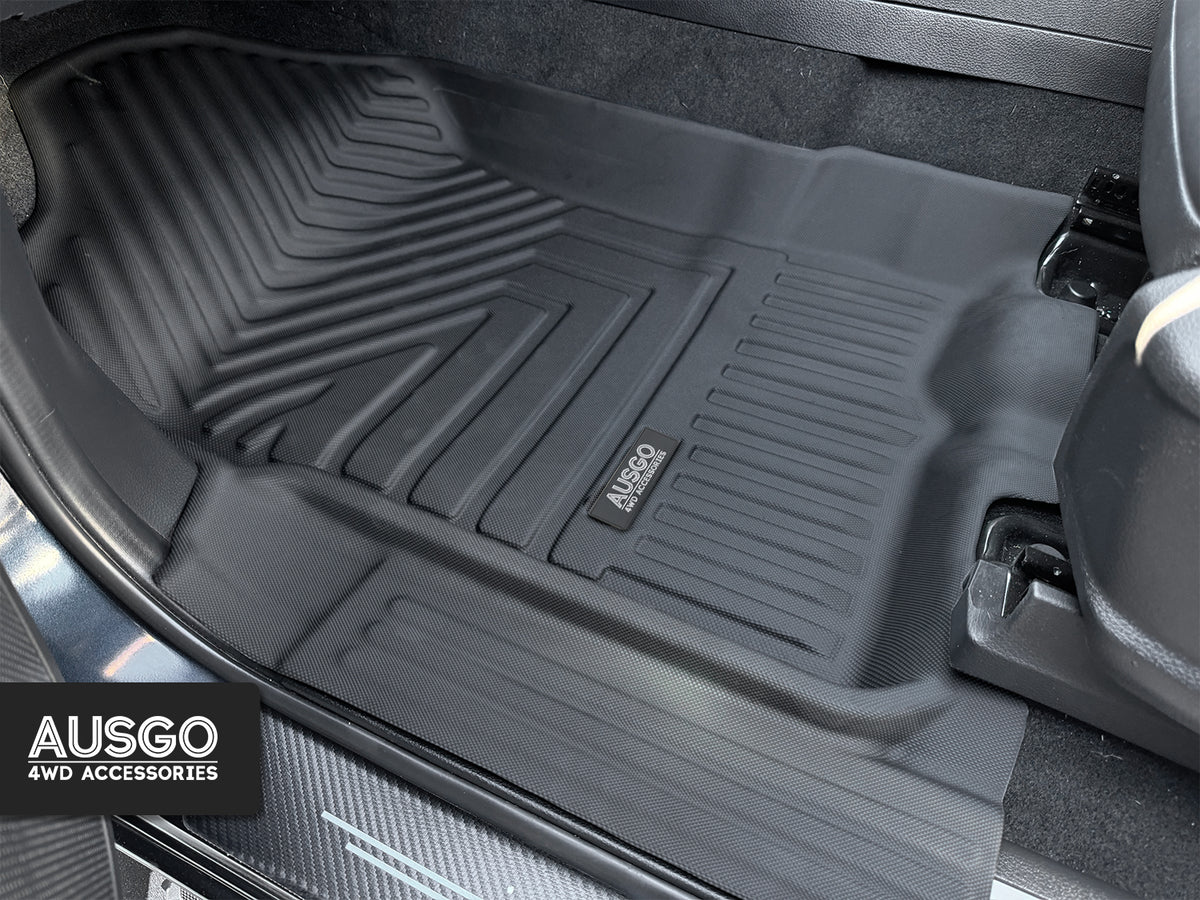 5D Moulded Floor Mats + Black Door Sill Protector for Ford Everest 2015-2022