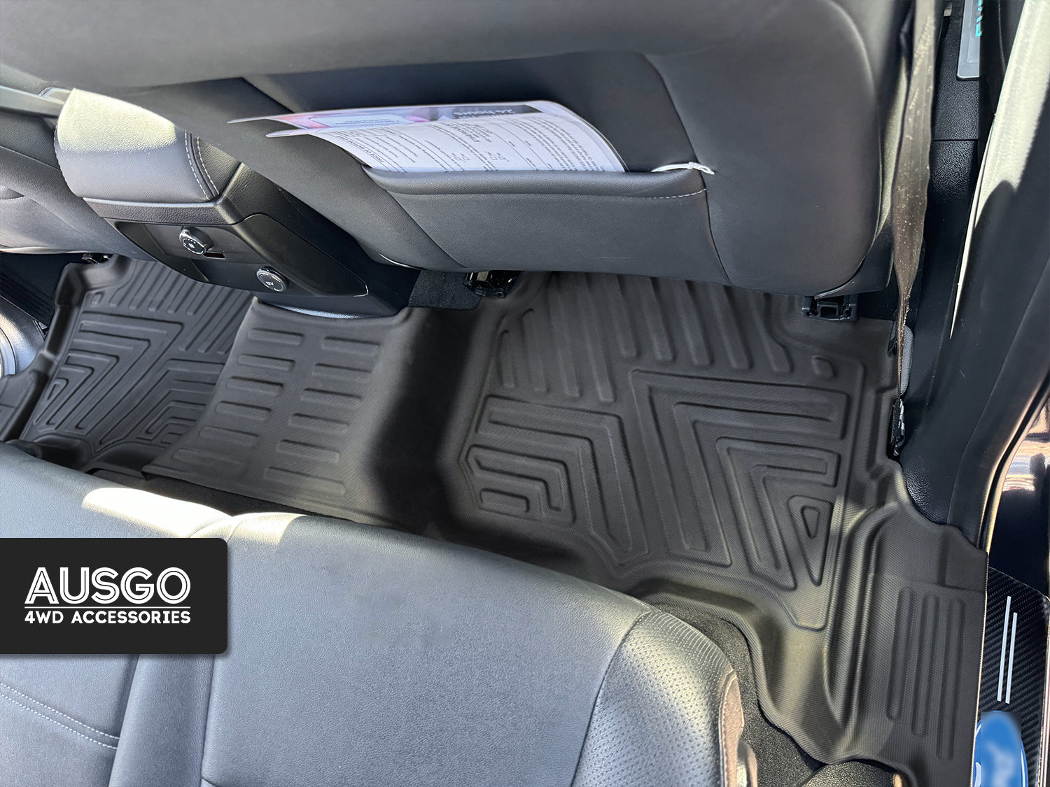5D Moulded Floor Mats + Black Door Sill Protector for Ford Everest 2015-2022