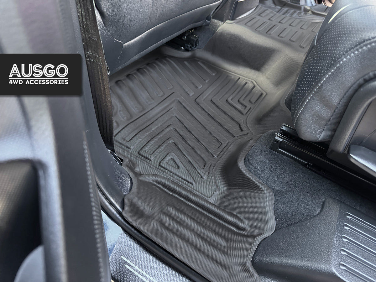 5D Moulded Floor Mats + Black Door Sill Protector for Ford Everest 2015-2022