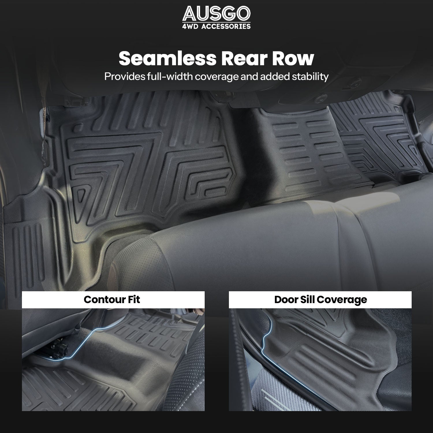 5D Moulded Floor Mats + Black Door Sill Protector for Ford Everest 2015-2022