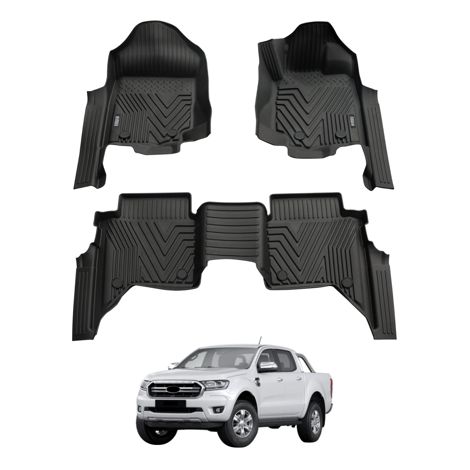 5D Injection Floor Mats for Ford Ranger PX PX2 PX3 Series Dual Cab 2011-2022