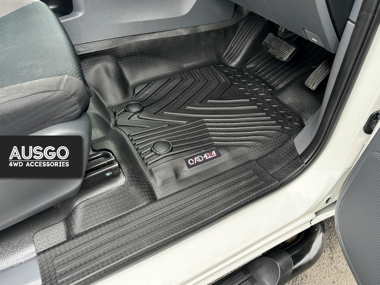 5D Injection Floor Mats + Door Sill Protector for Ford Ranger Dual Cab 2011-2022