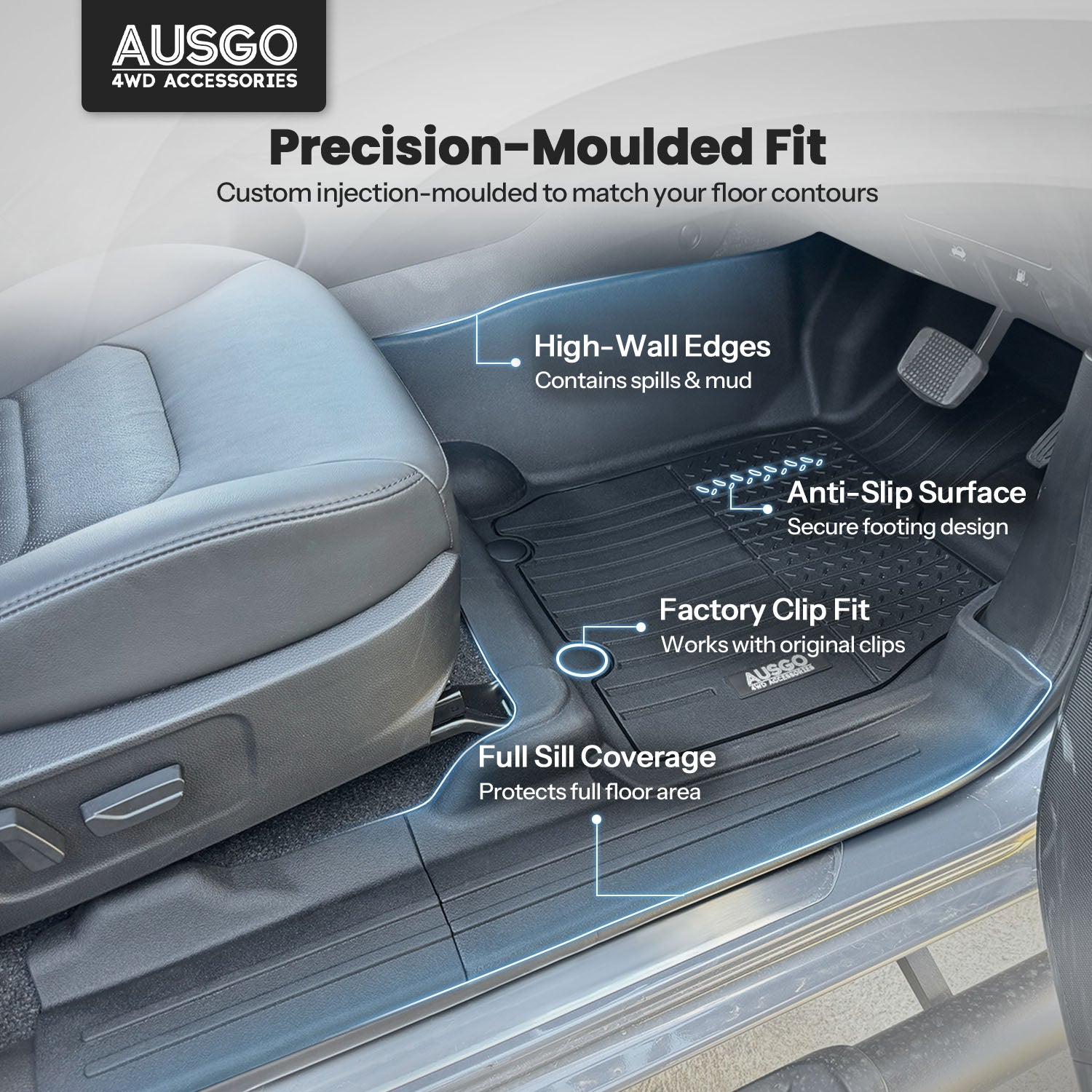 7D Injection Floor Mats for ISUZU D-MAX DMAX Dual Cab 2020-Onwards