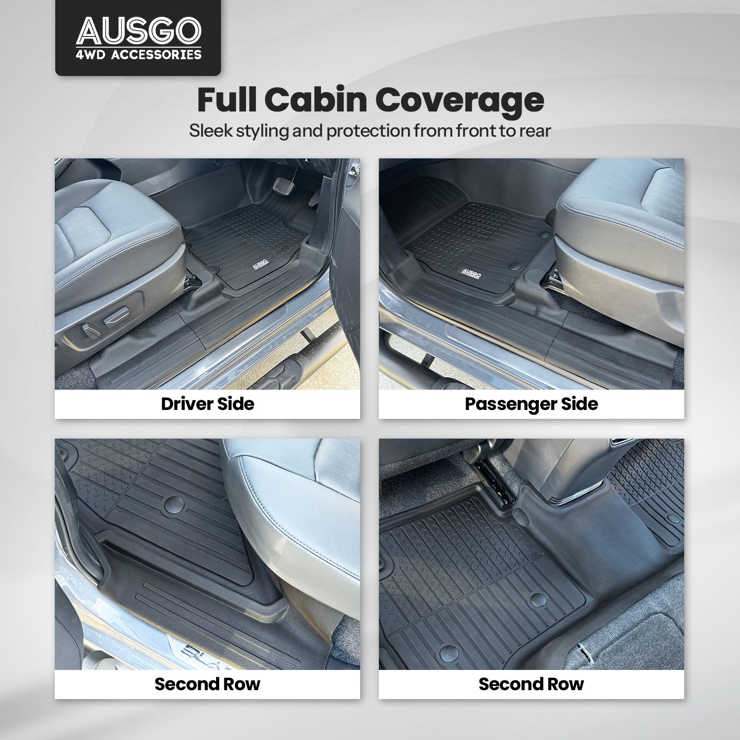 7D Injection Floor Mats + Black Door Sill Protector for ISUZU D-MAX DMAX Dual Cab 2020-Onwards