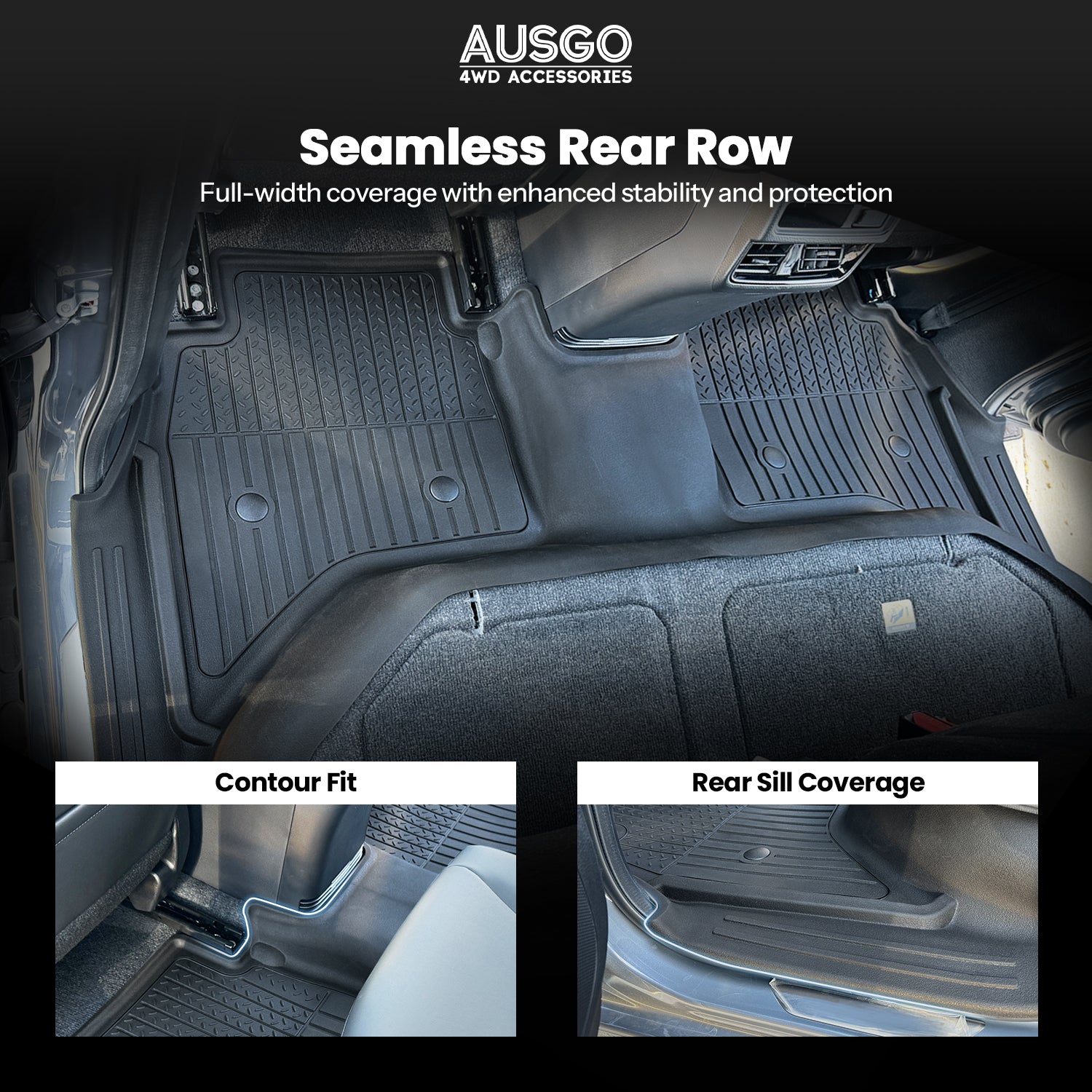 7D Injection Floor Mats + Black Door Sills Protector for Mazda BT-50 BT50 Dual Cab 2020-Onwards