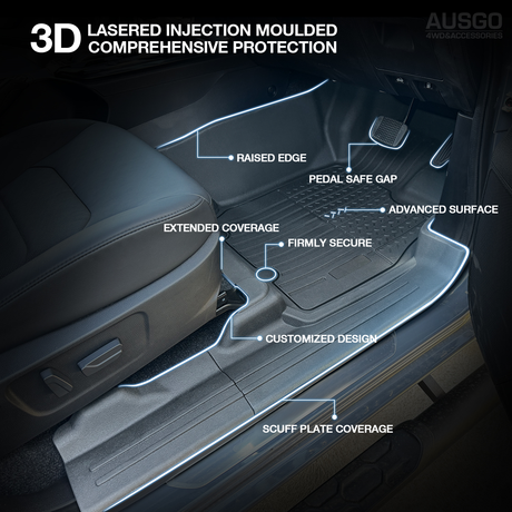 7D Injection Floor Mats + Black Door Sill Protector for ISUZU MUX MU-X 2021-Onwards