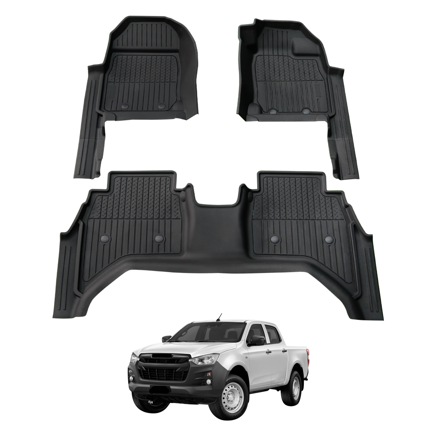 7D Injection Floor Mats for ISUZU D-MAX DMAX Dual Cab 2020-Onwards
