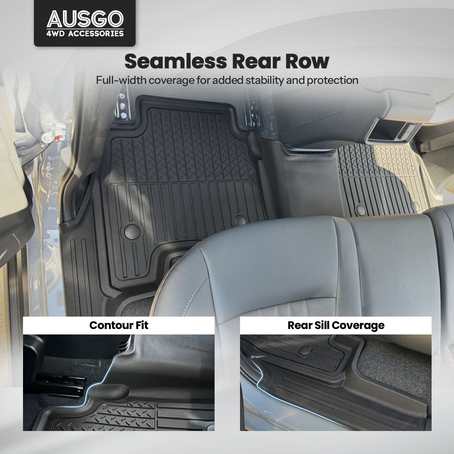 7D Injection Floor Mats + Black Door Sill Protector for ISUZU MUX MU-X 2021-Onwards