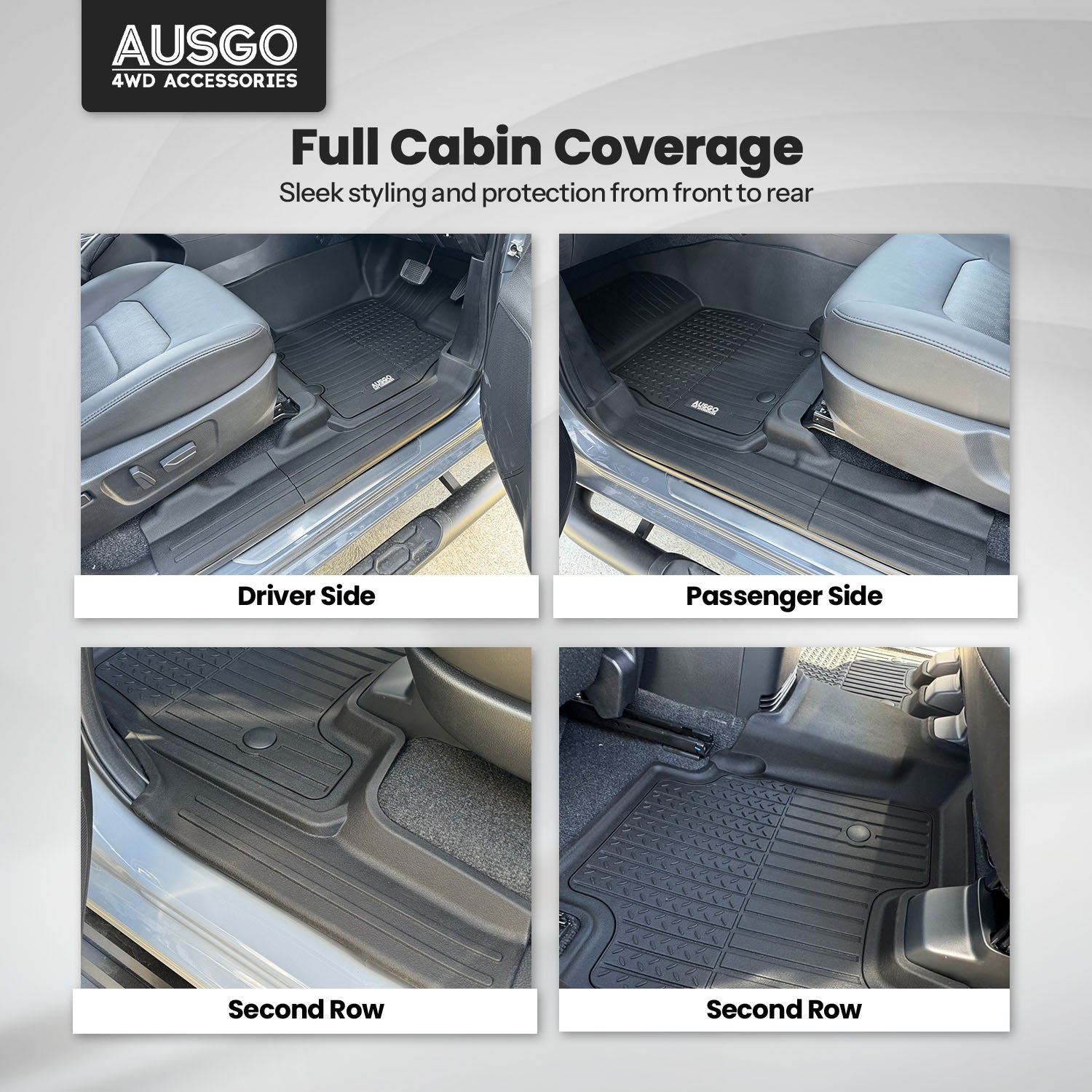 7D Injection Floor Mats + Black Door Sill Protector for ISUZU MUX MU-X 2021-Onwards