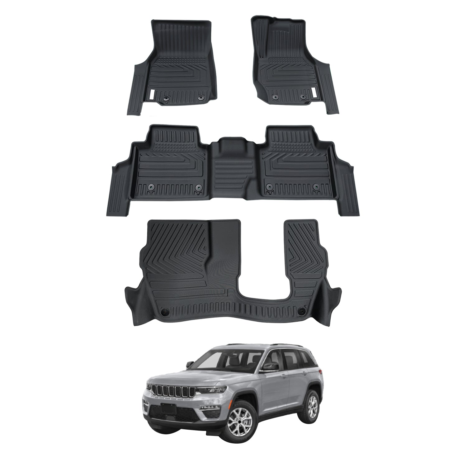 5D Car Floor Mats for Jeep Grand Cherokee L WL Series 7 Seats 2021-Onwards