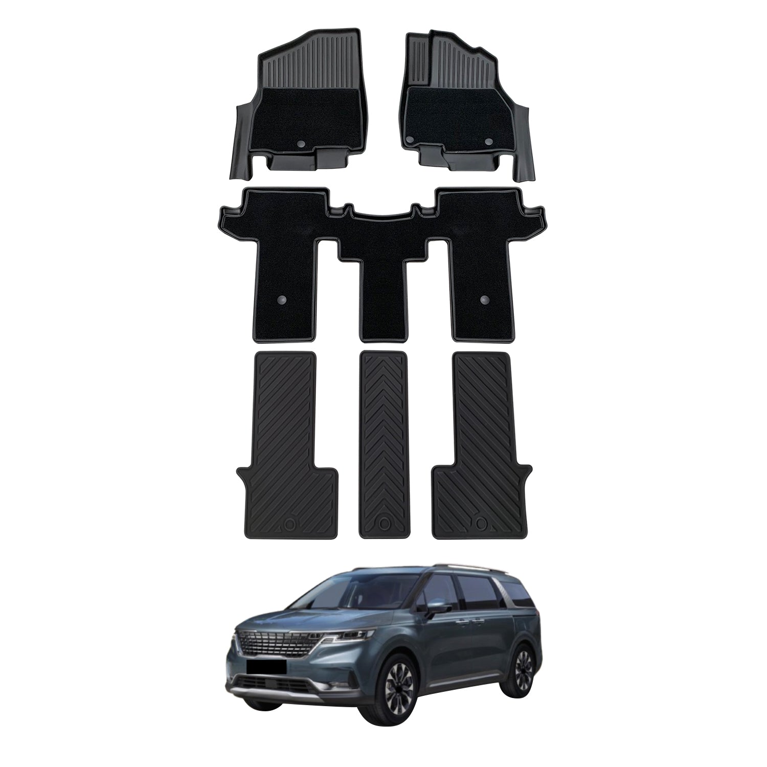 Double-Layer Car Floor Mats for KIA Carnival KA4 Series 2020-Onwards