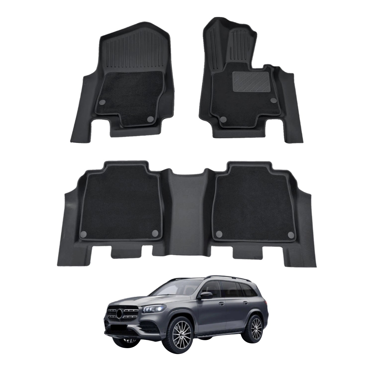 Double-Layer Car Floor Mats for Mercedes-Benz GLS-Class GLS Class X167 2019-Onwards