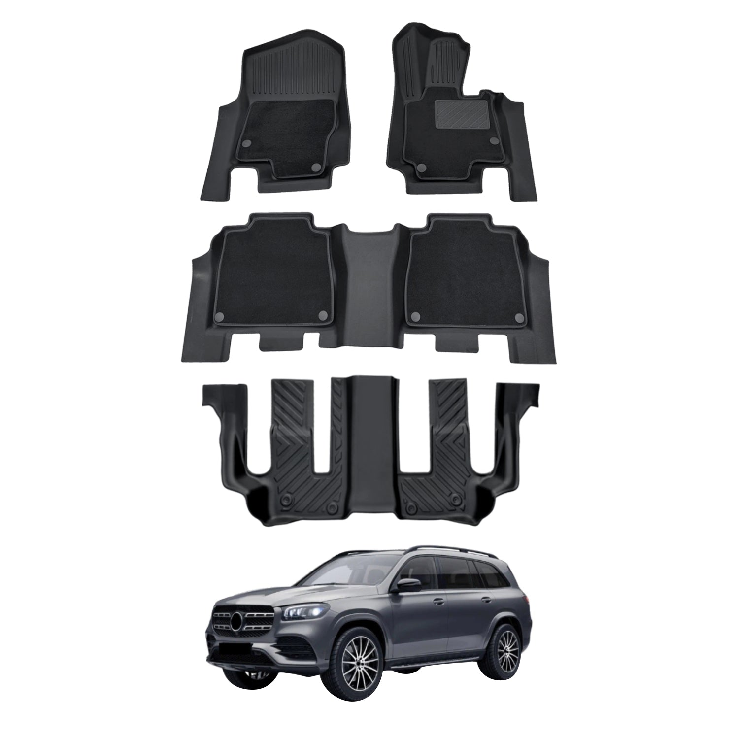 Double-Layer Car Floor Mats for Mercedes-Benz GLS-Class GLS Class X167 2019-Onwards