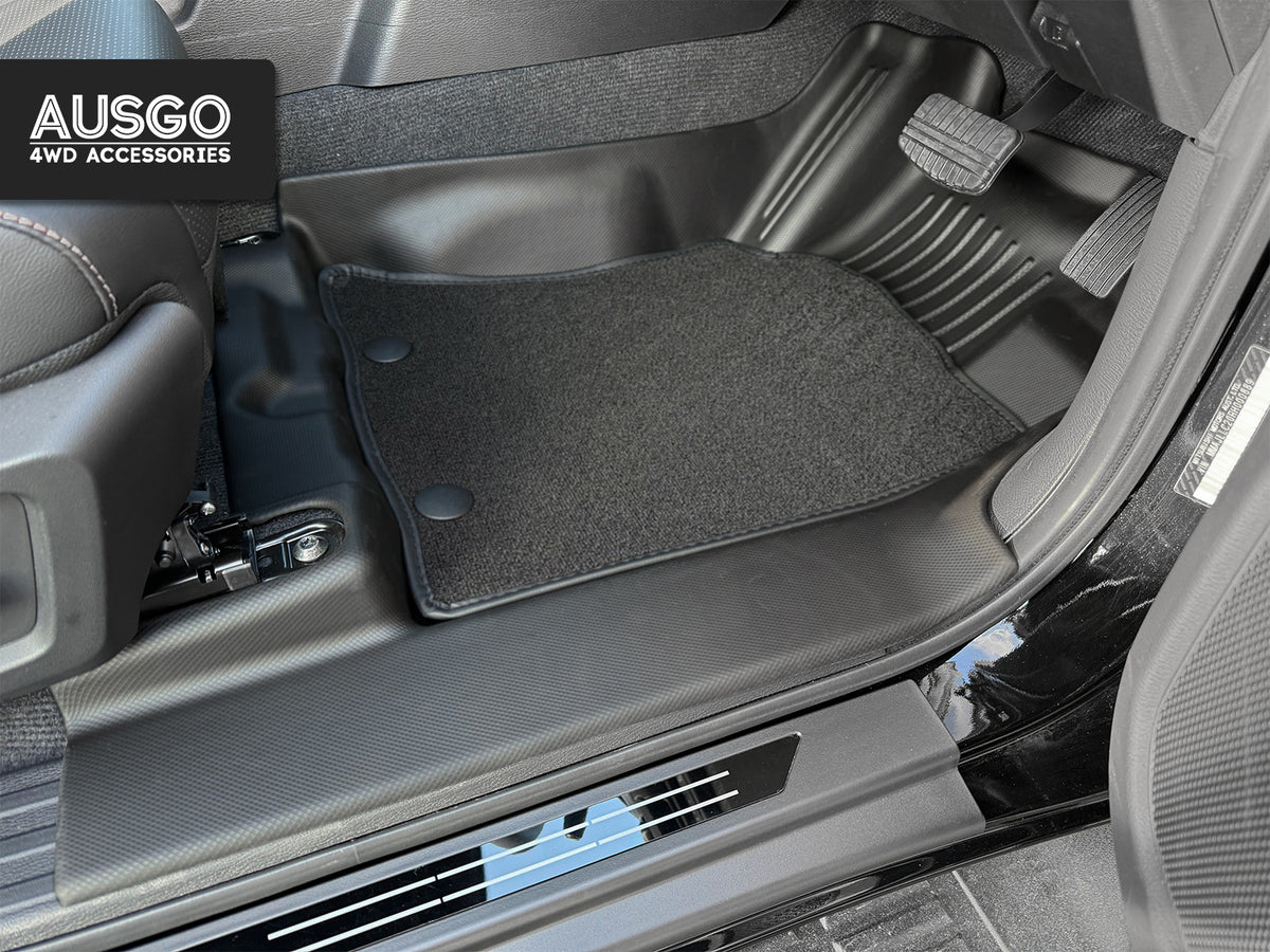 Double-Layer Car Floor Mats + Door Sill Protector for Mitsubishi Triton MV Next-Gen Dual Cab 2024-Onwards