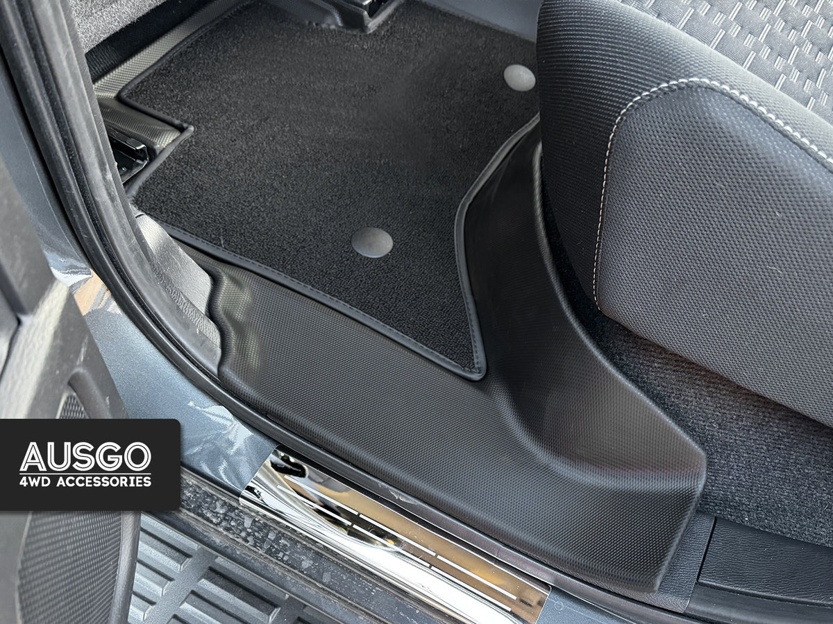 Double-Layer Car Floor Mats + Door Sill Protector for Mitsubishi Triton MV Next-Gen Dual Cab 2024-Onwards
