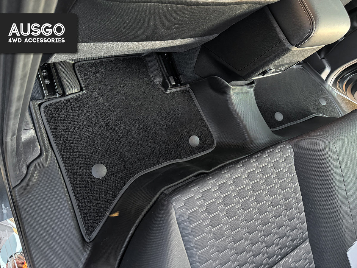 Double-Layer Car Floor Mats + Door Sill Protector for Mitsubishi Triton MV Next-Gen Dual Cab 2024-Onwards