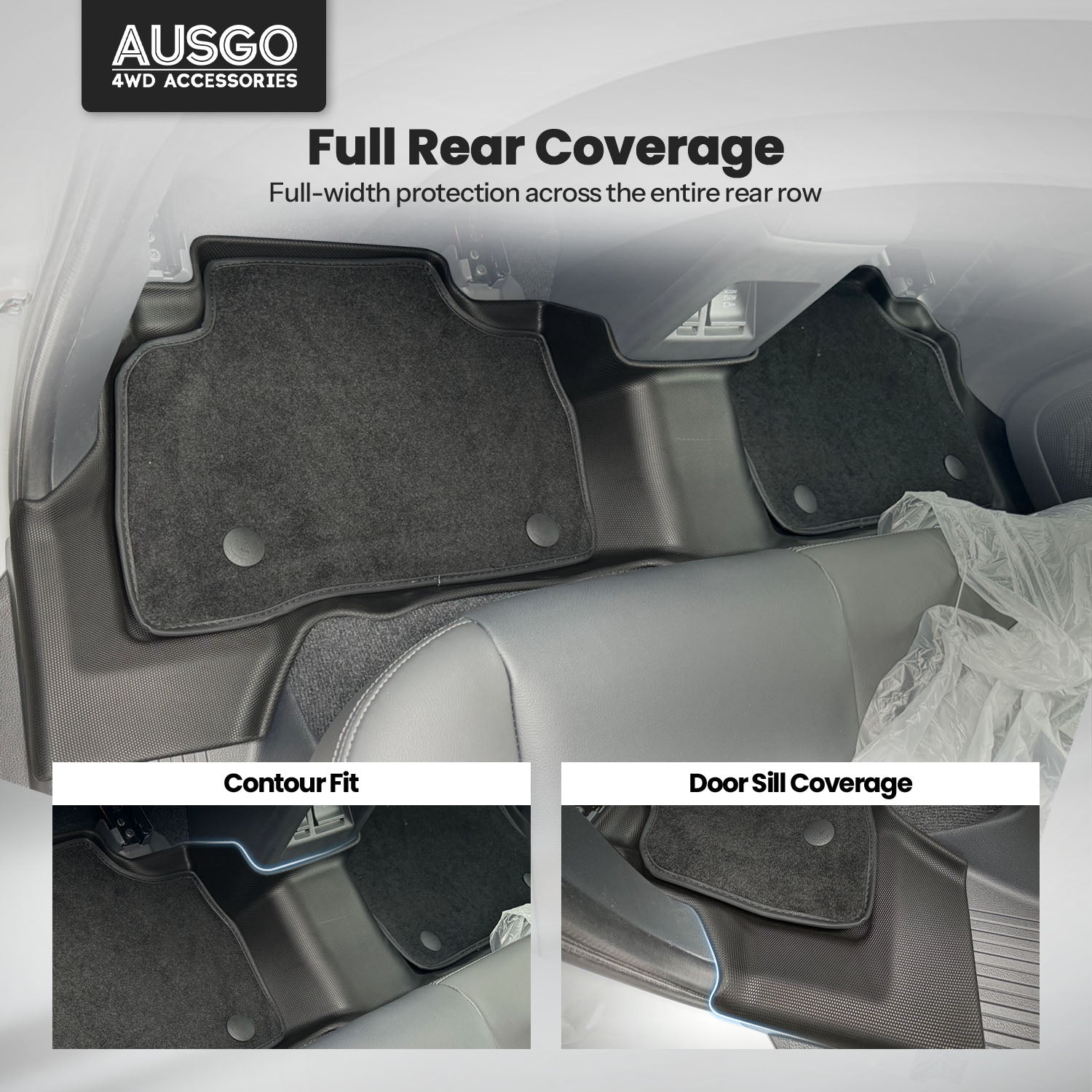 Double-Layer Car Floor Mats + Black Door Sill Protector for Mitsubishi Pajero Sport 2015-Onwards 5 & 7 Seats
