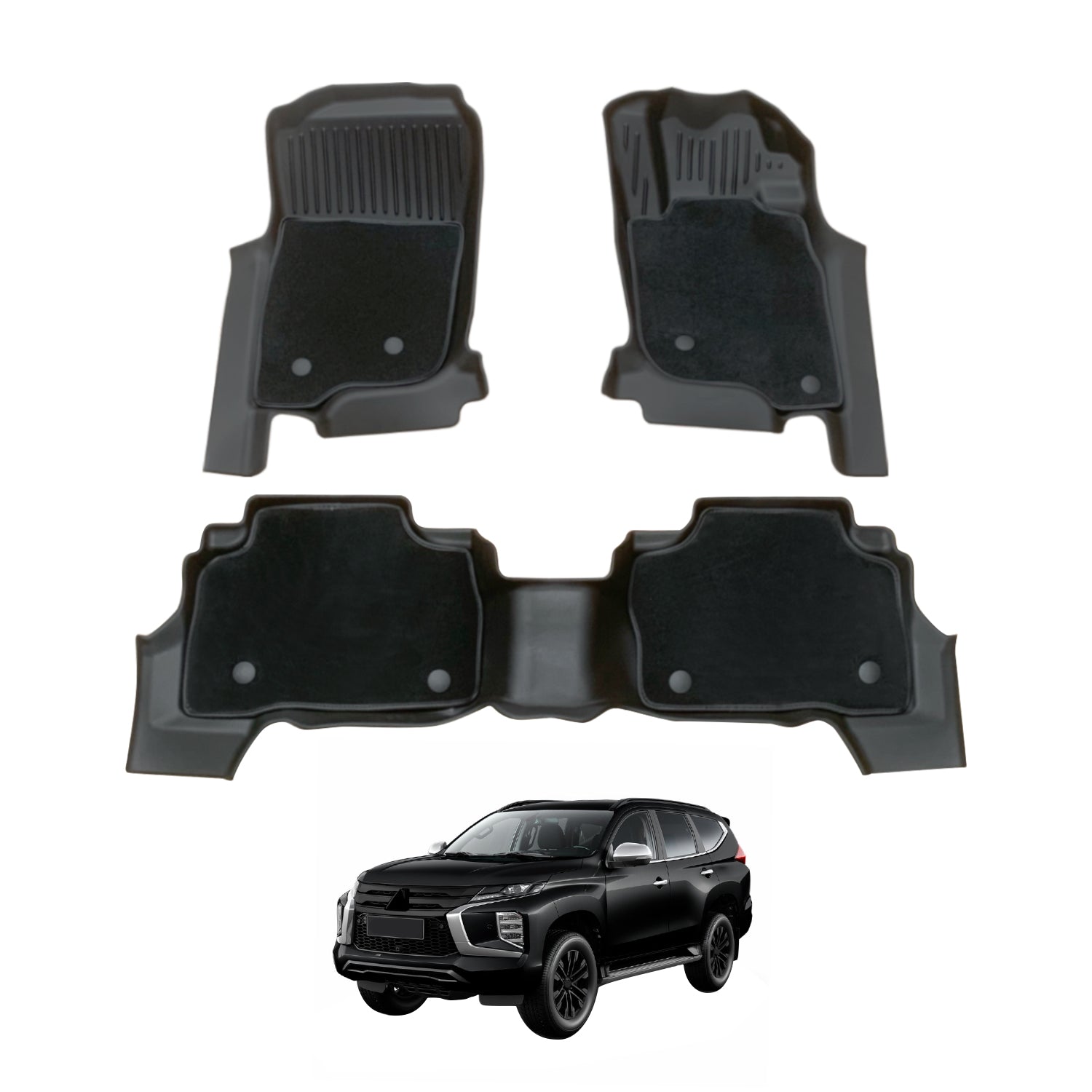 Double-Layer Car Floor Mats for Mitsubishi Pajero Sport 2015-Onwards