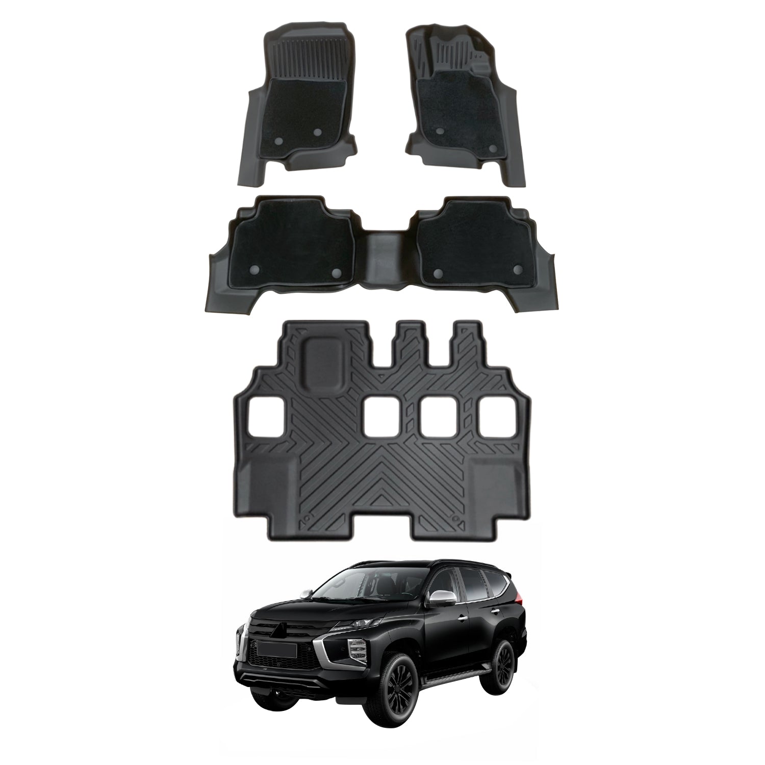 Double-Layer Car Floor Mats for Mitsubishi Pajero Sport 2015-Onwards