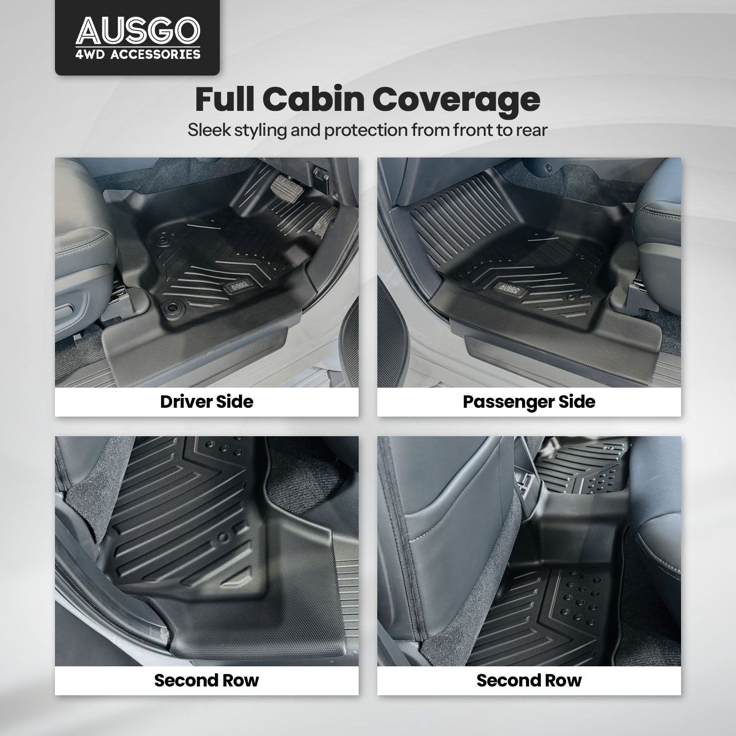 Car Floor Mats + Black Door Sill Protector for Mitsubishi Pajero Sport 2015-Onwards 5 & 7 Seats