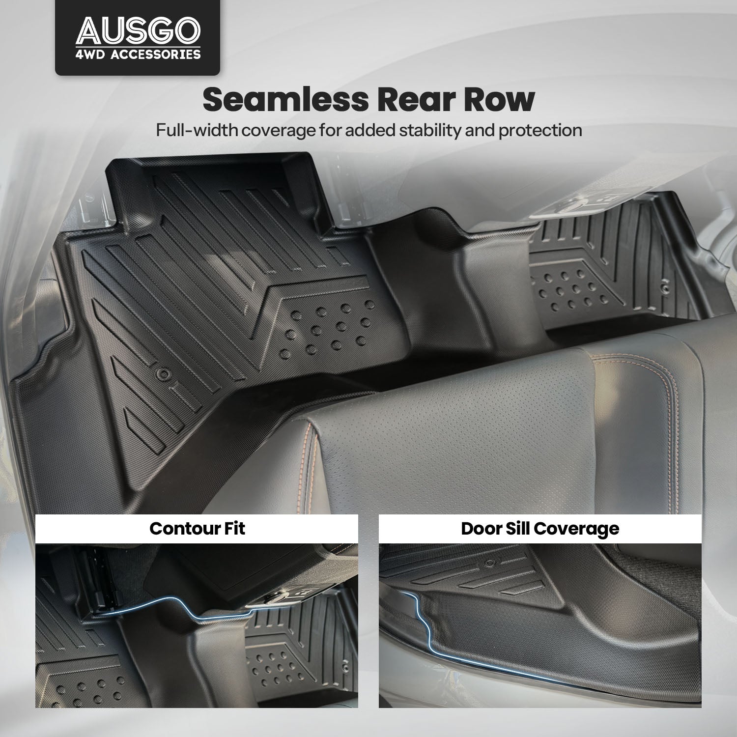 Car Floor Mats + Black Door Sill Protector for Nissan Navara D27 Dual Cab 2026-Onwards