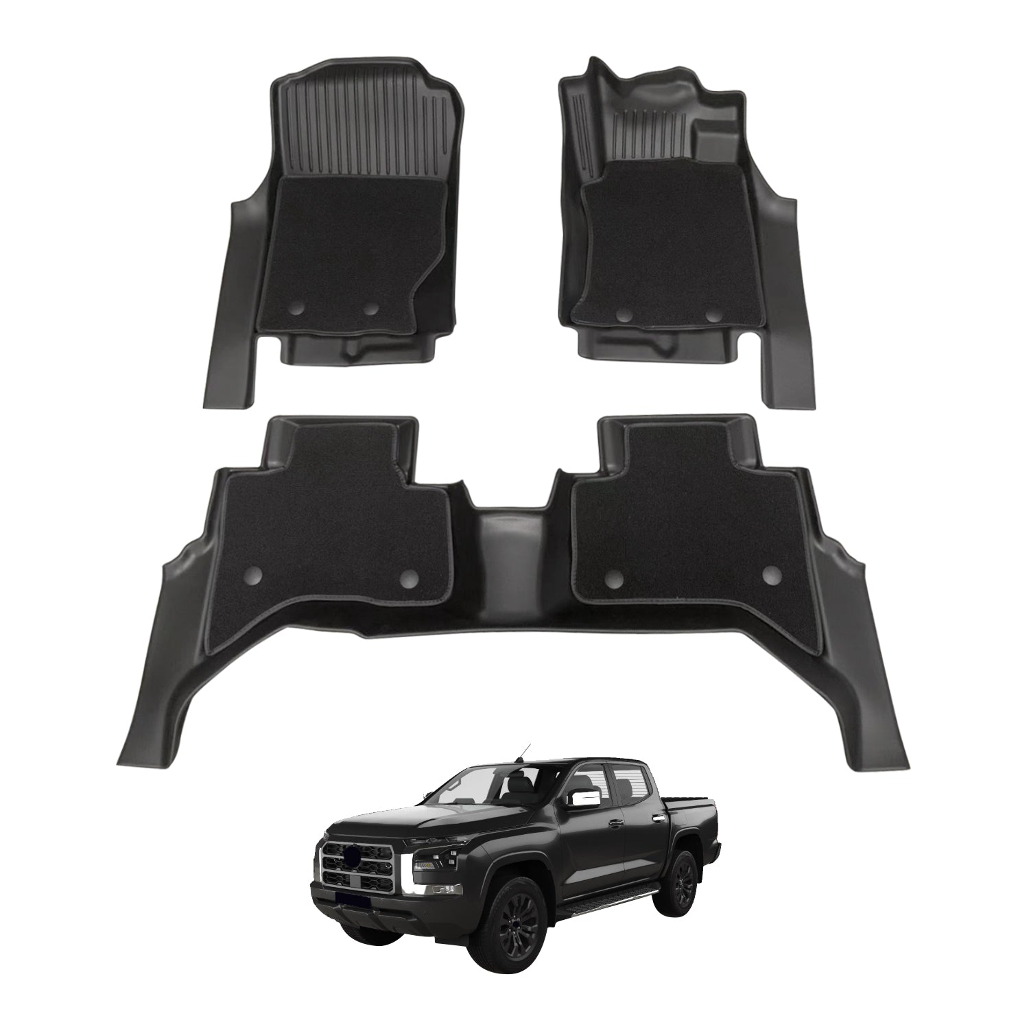 Double-Layer Car Floor Mats for Mitsubishi Triton MV Next-Gen Dual Cab 2024-Onwards