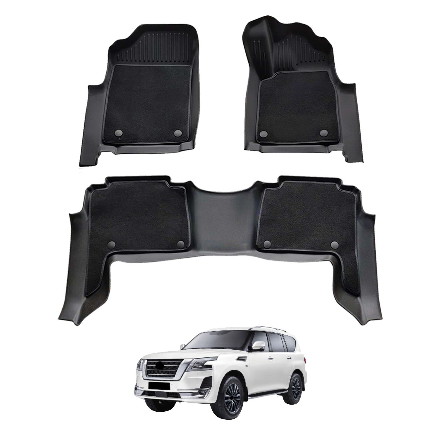 Double-Layer Car Floor Mats for Nissan Patrol Y62 2012-Onwards