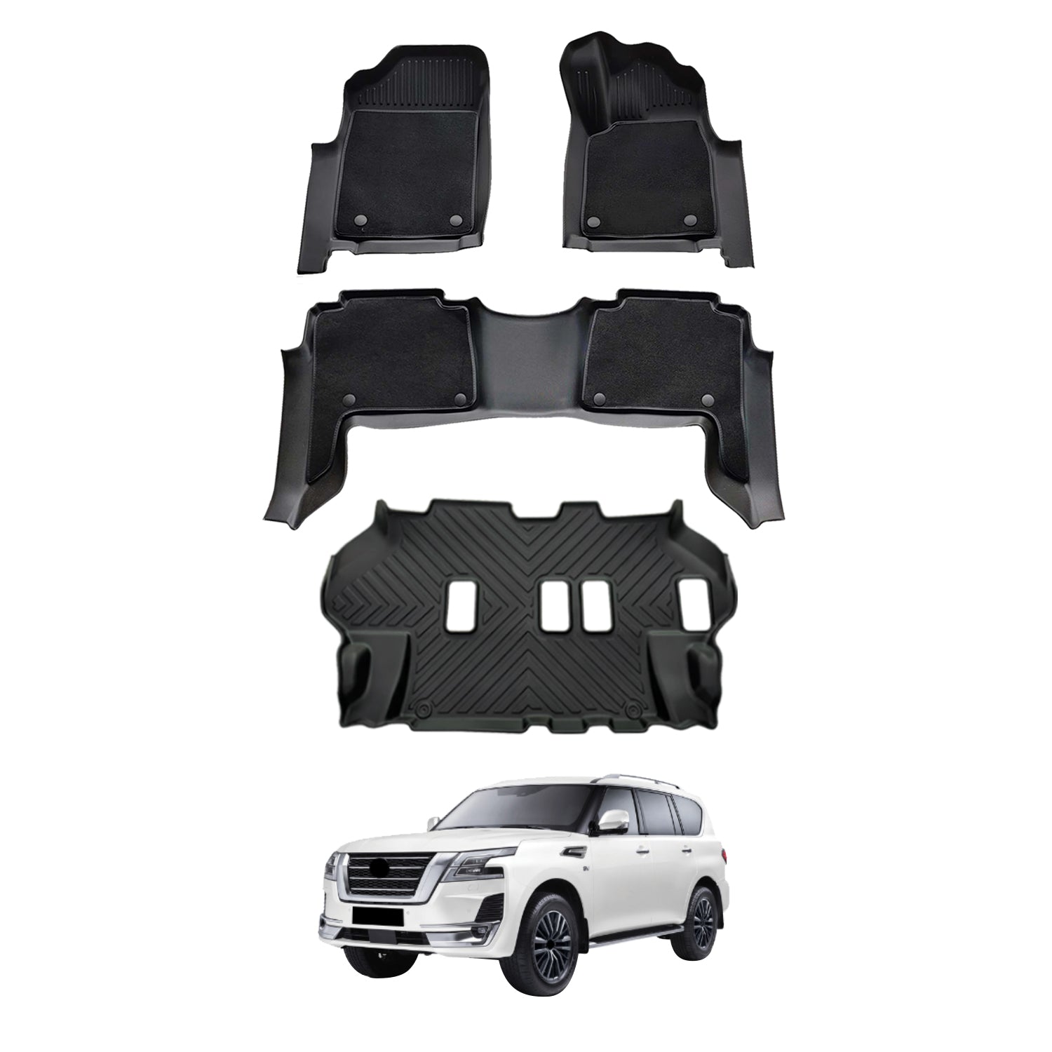 Double-Layer Car Floor Mats for Nissan Patrol Y62 2012-Onwards
