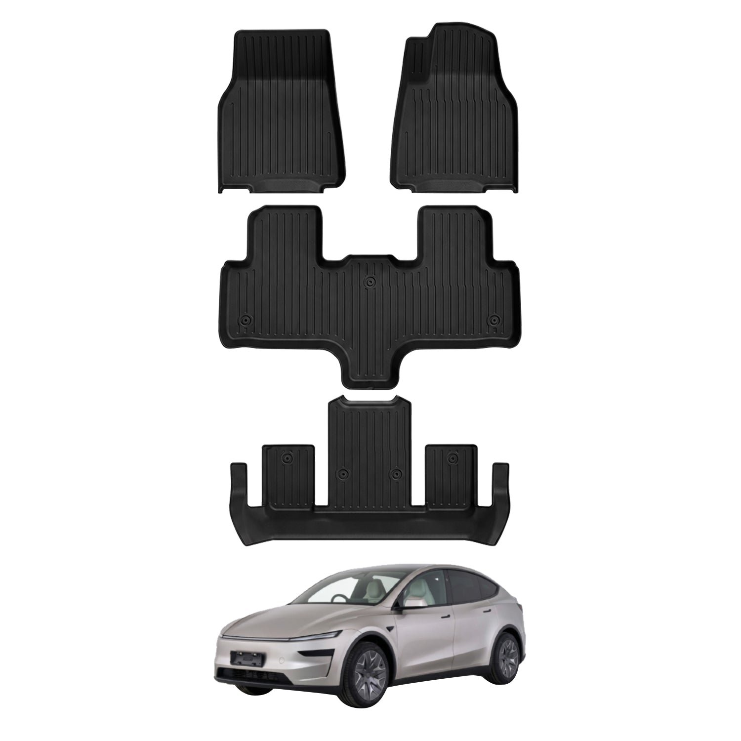 3D Car Floor Mats for Tesla Model Y L 6-Seat 2026-Onwards