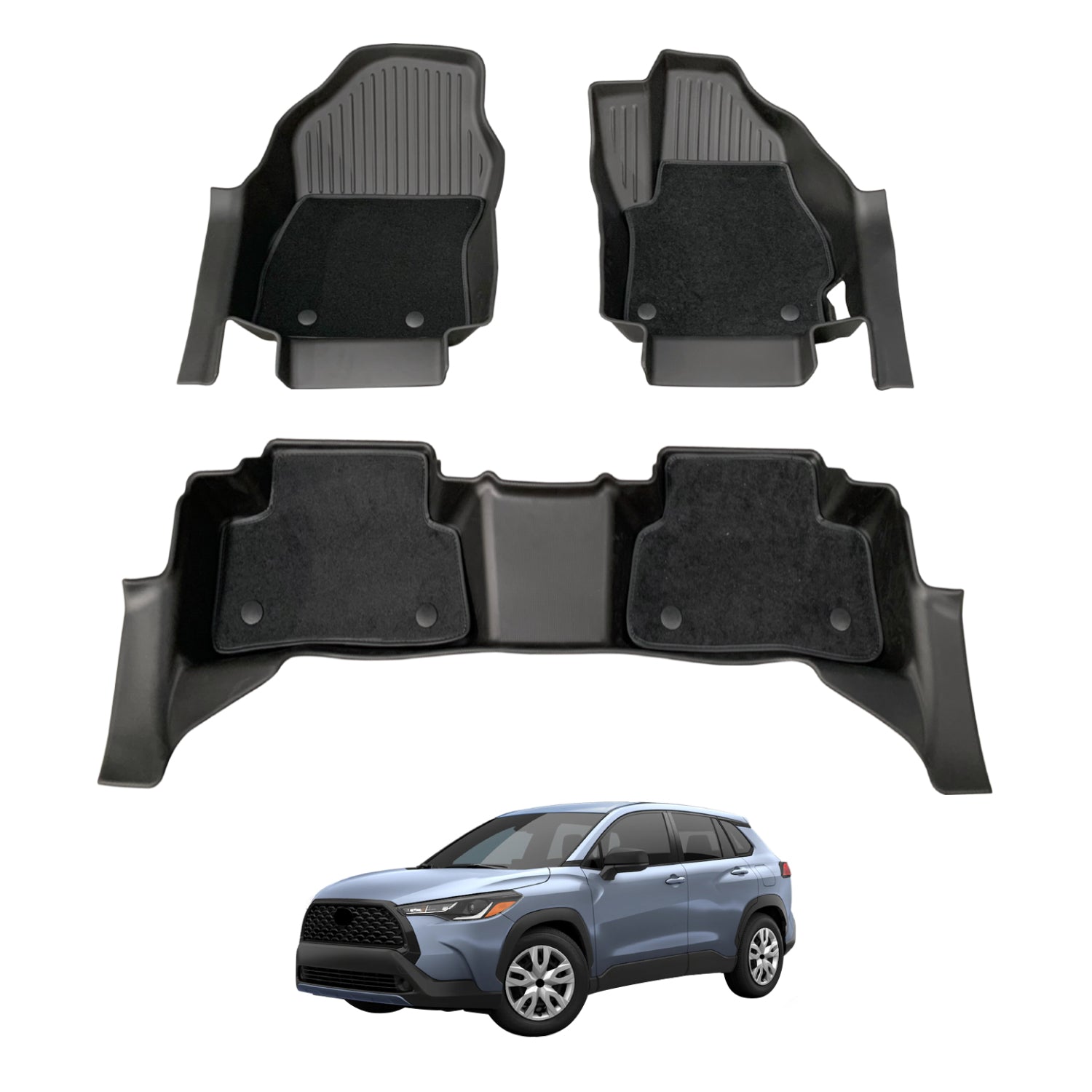 Double-Layer Car Floor Mats for Toyota Corolla Cross 2022-Onwards