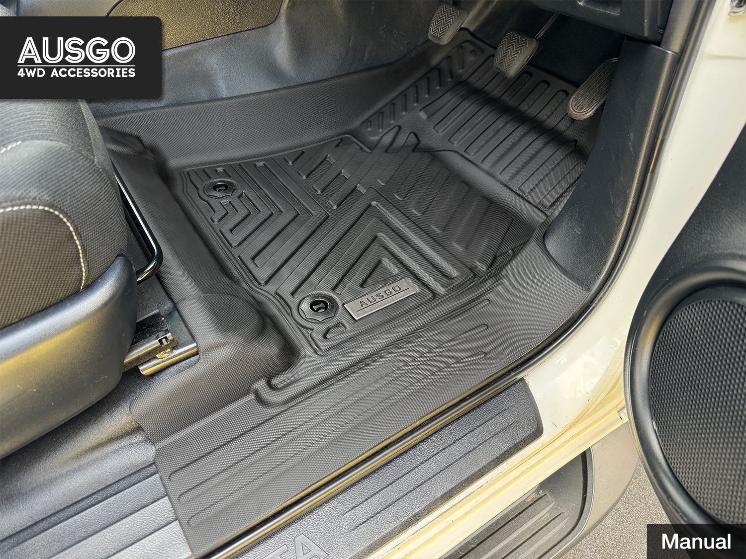 5D Injection Floor Mats + Black Door Sill Protector for Toyota Hilux Dual Cab 2015-2025