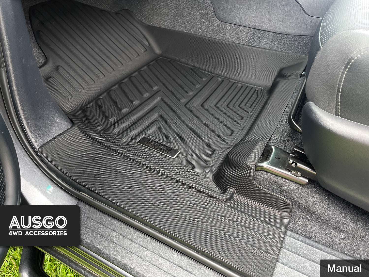 5D Injection Floor Mats + Black Door Sill Protector for Toyota Hilux Dual Cab 2015-2025