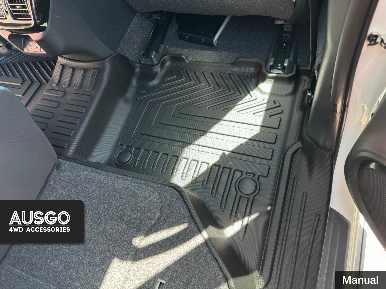 5D Injection Floor Mats + Black Door Sill Protector for Toyota Hilux Dual Cab 2015-2025