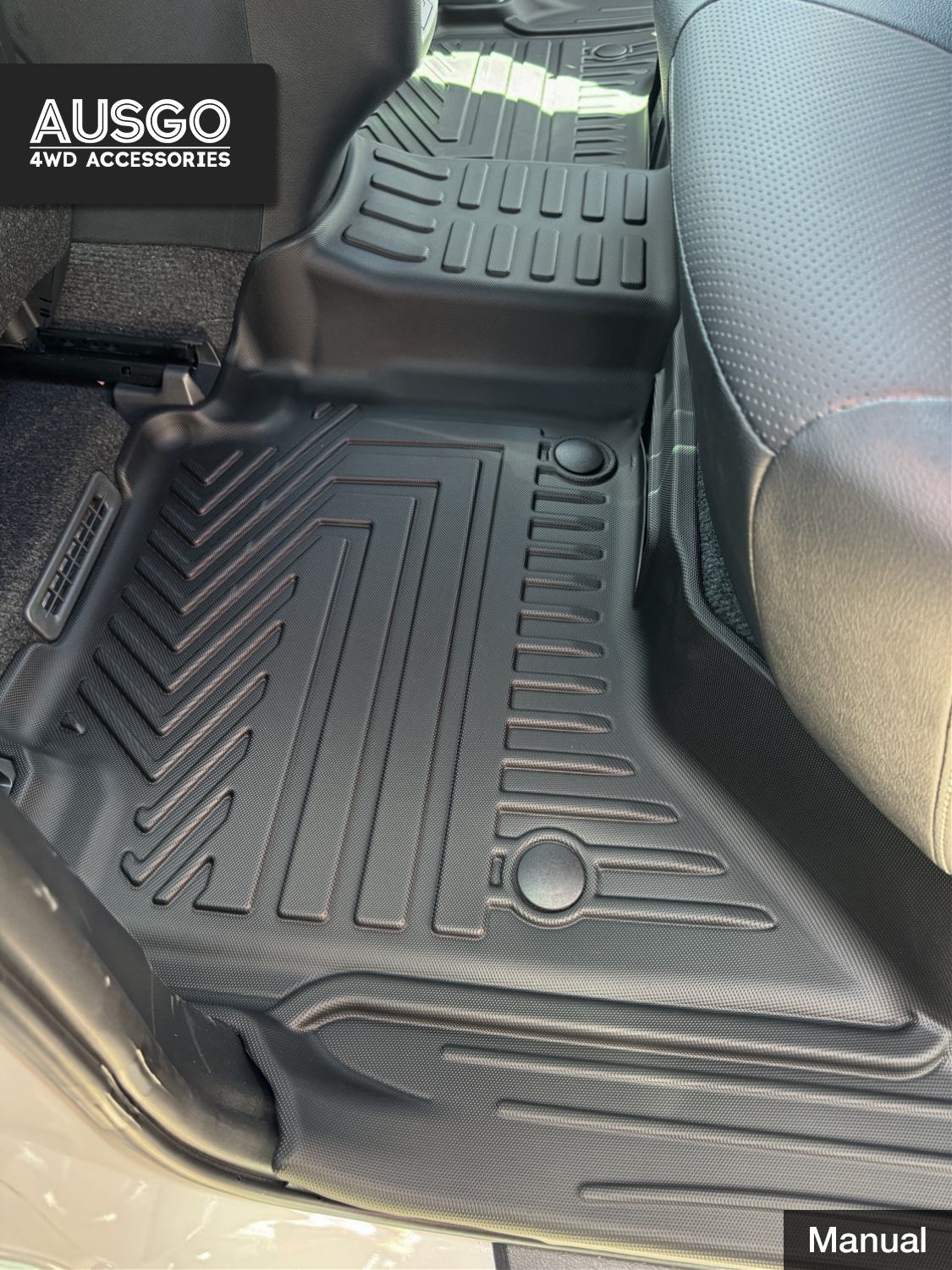 5D Injection Floor Mats + Black Door Sill Protector for Toyota Hilux Dual Cab 2015-2025