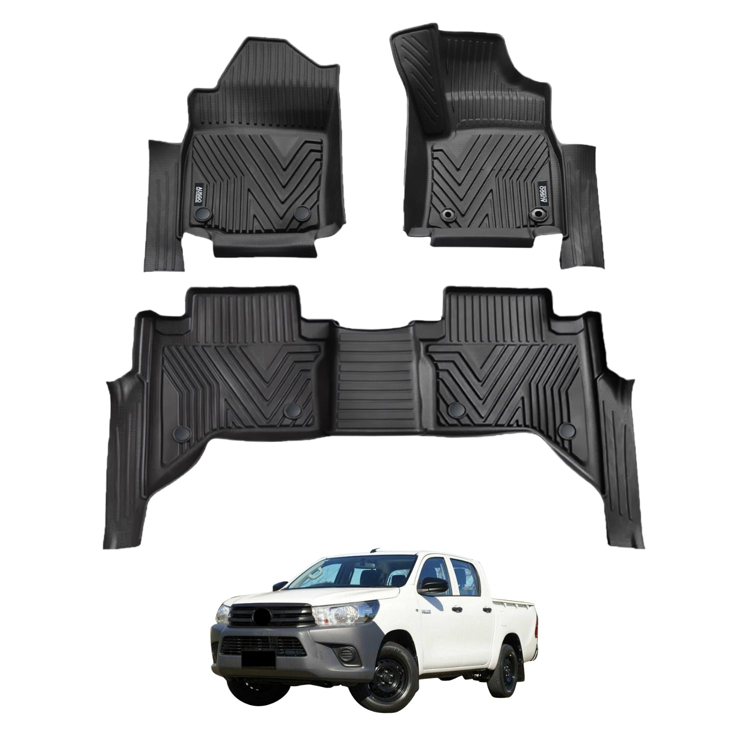 5D Injection Floor Mats for Toyota Hilux Dual Cab 2015-Onwards Auto Trans