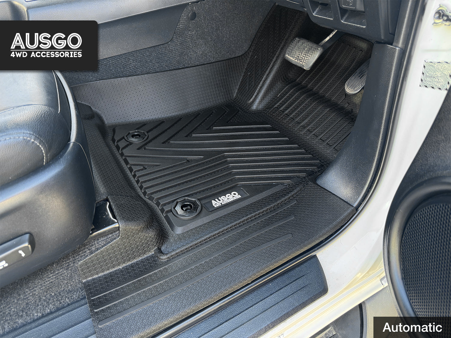 5D Injection Floor Mats + Black Door Sill Protector for Toyota Hilux Dual Cab 2015-2025