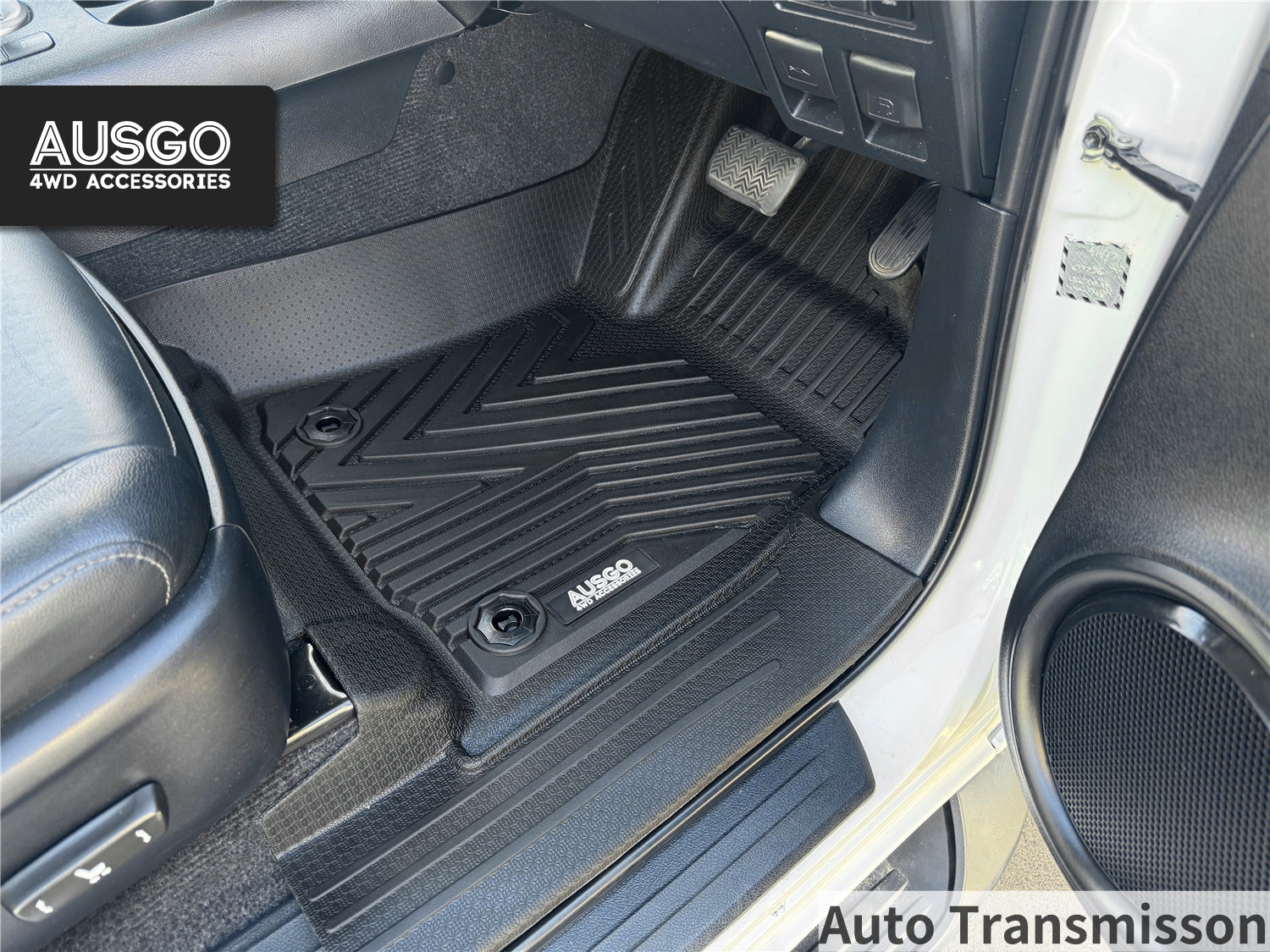 5D Injection Floor Mats + Black Door Sill Protector for Toyota Hilux Dual Cab 2015-Onwards