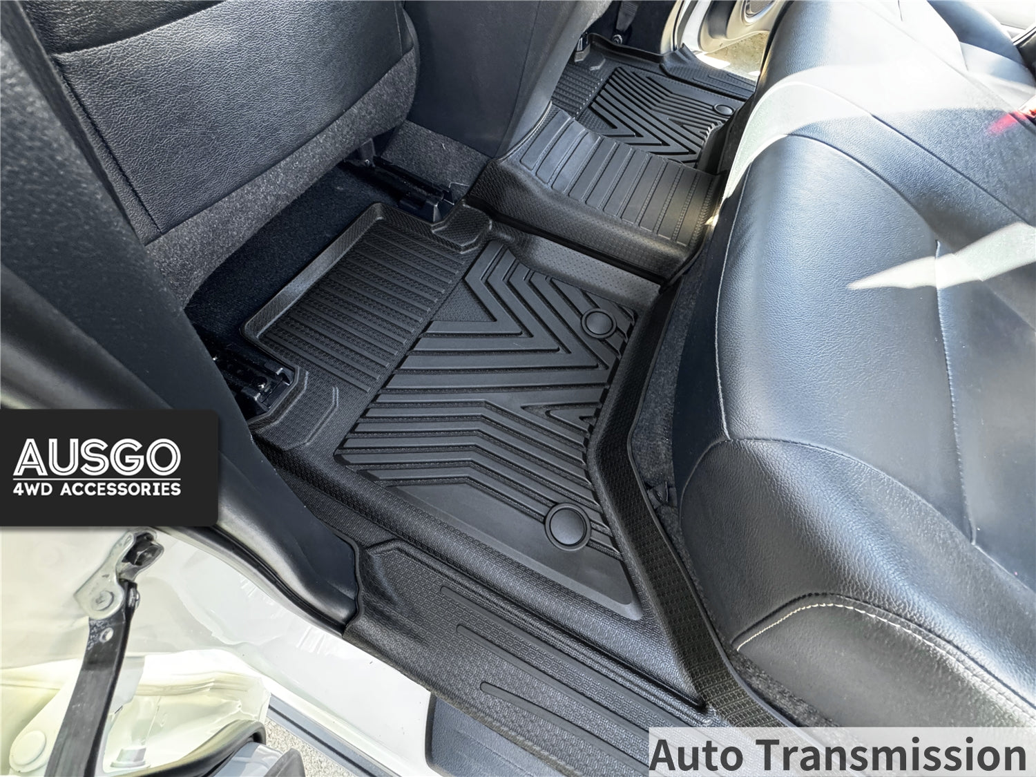 5D Injection Floor Mats + Black Door Sill Protector for Toyota Hilux Dual Cab 2015-Onwards