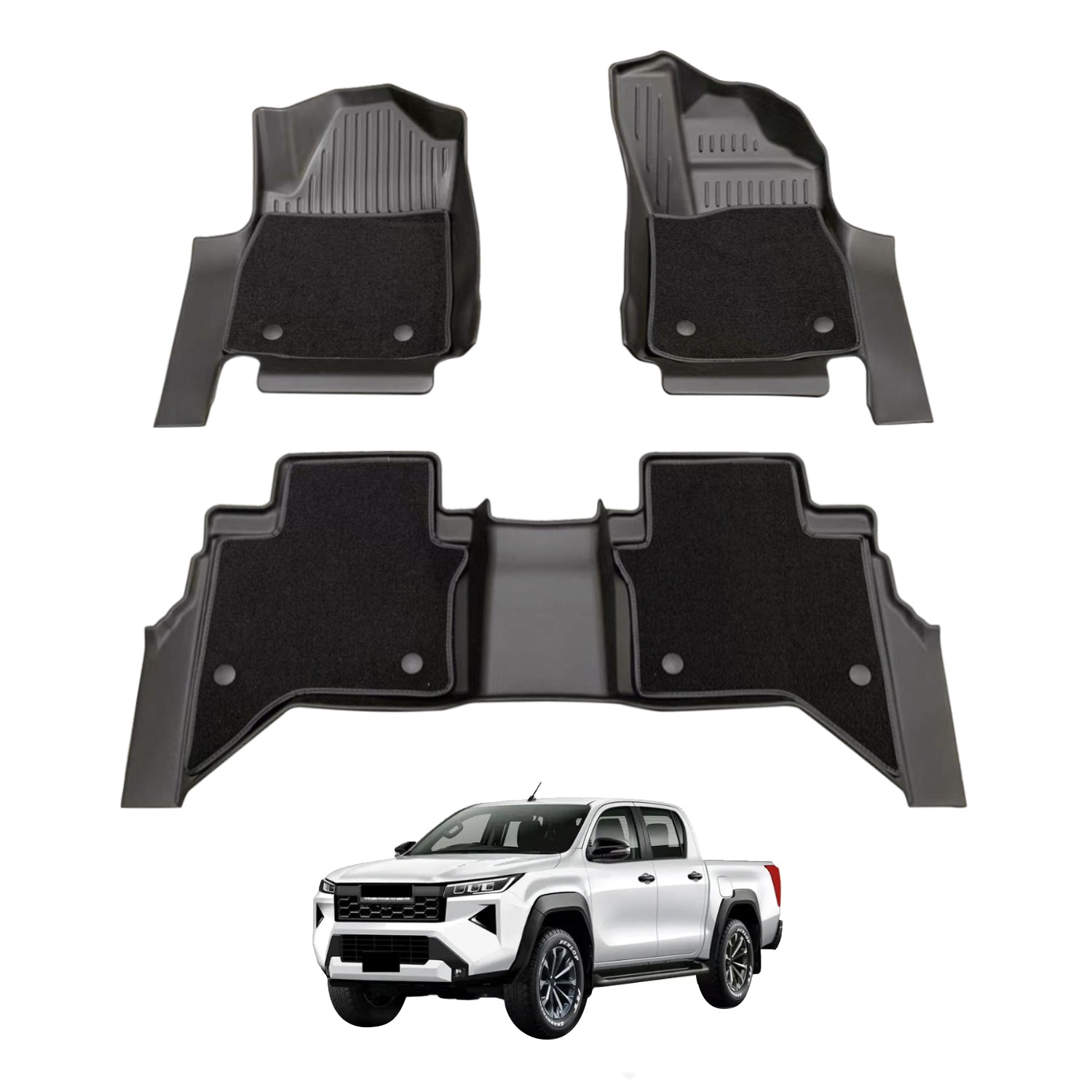 Double-Layer Car Floor Mats for Toyota Hilux Dual Cab 2025-Onwards Auto Trans