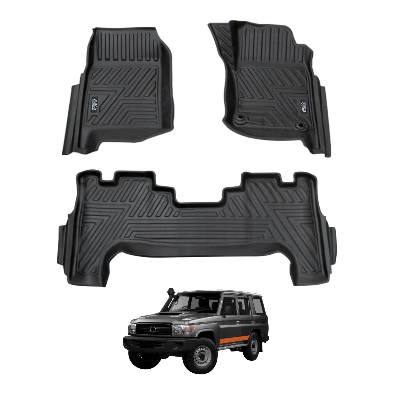 5D Moulded Car Floor Mats for Toyota LandCruiser 76 Series 2012-2023