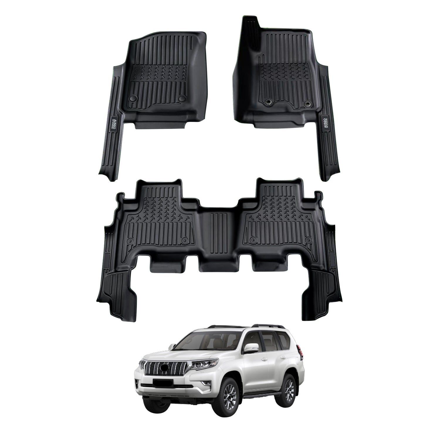 7D Car Floor Mats for Toyota Land Cruiser Prado 150 Series 7-Seat 2009-2024 (Auto Trans)
