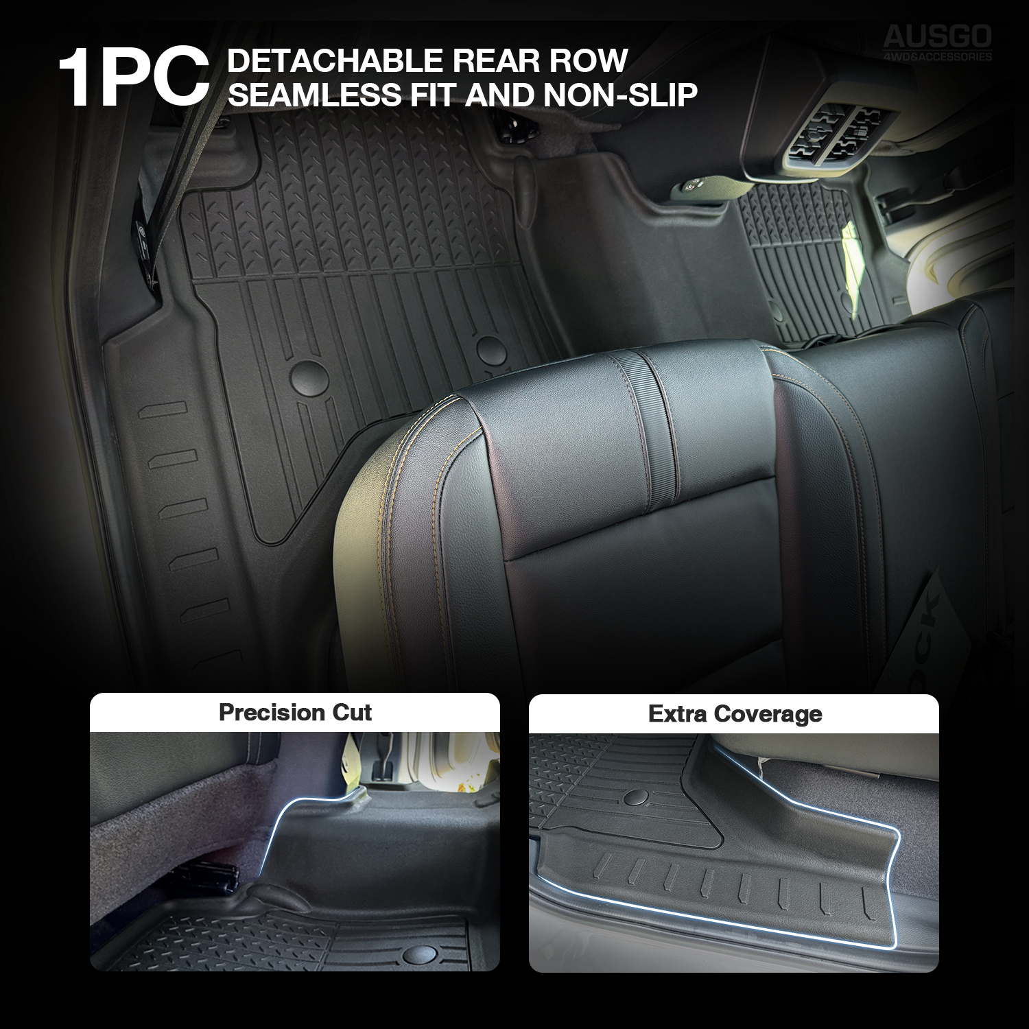 7D Injection Floor Mats + Black Door Sill Protector for Volkswagen Amarok Next-Gen NF Dual Cab 2023-Onwards