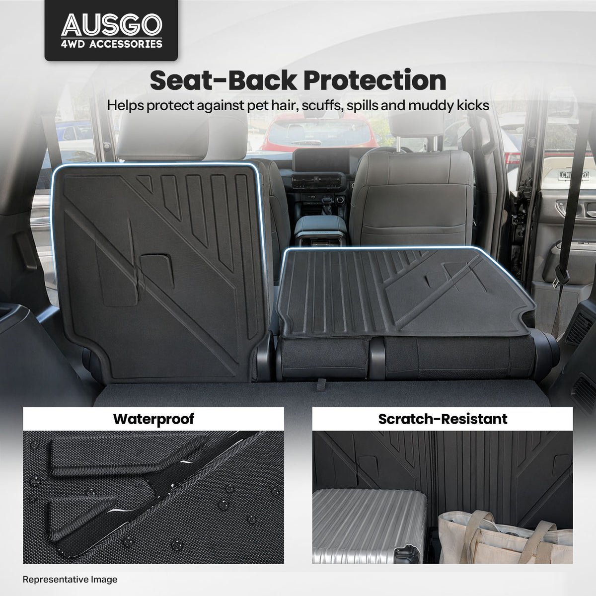 Boot Liner Back Seat Protector for Toyota LandCruiser Prado 250 Series 2024-Onwards