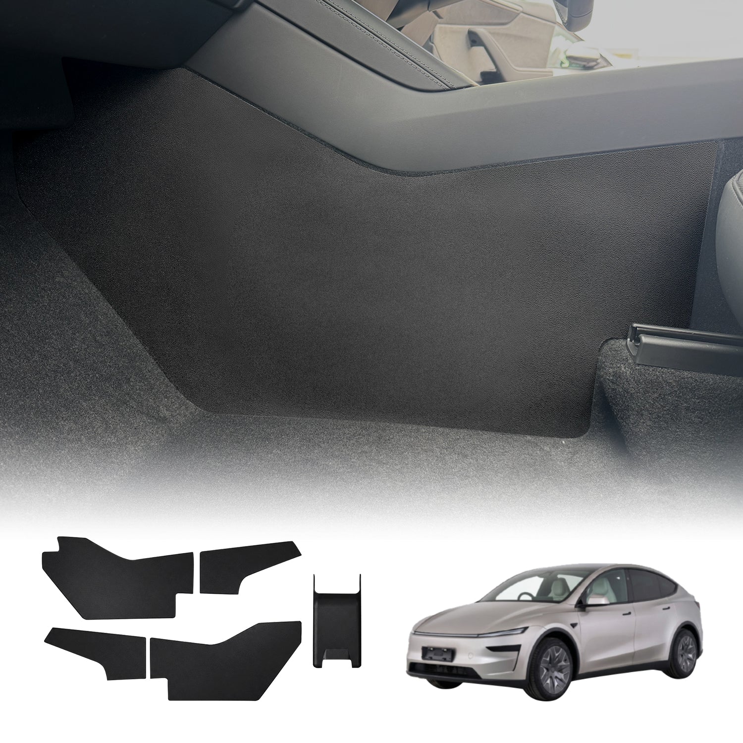 Centre Console Side Kick Protector Mats for Tesla Model Y L 6-Seat 2026-Onwards 5PCS