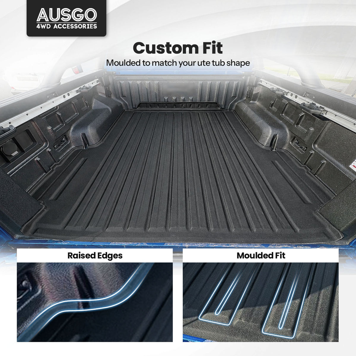 3D TPE Ute Mat for Ford Ranger Dual Cab 2022-Onwards Fitted with Factory Plastic Tub Liner