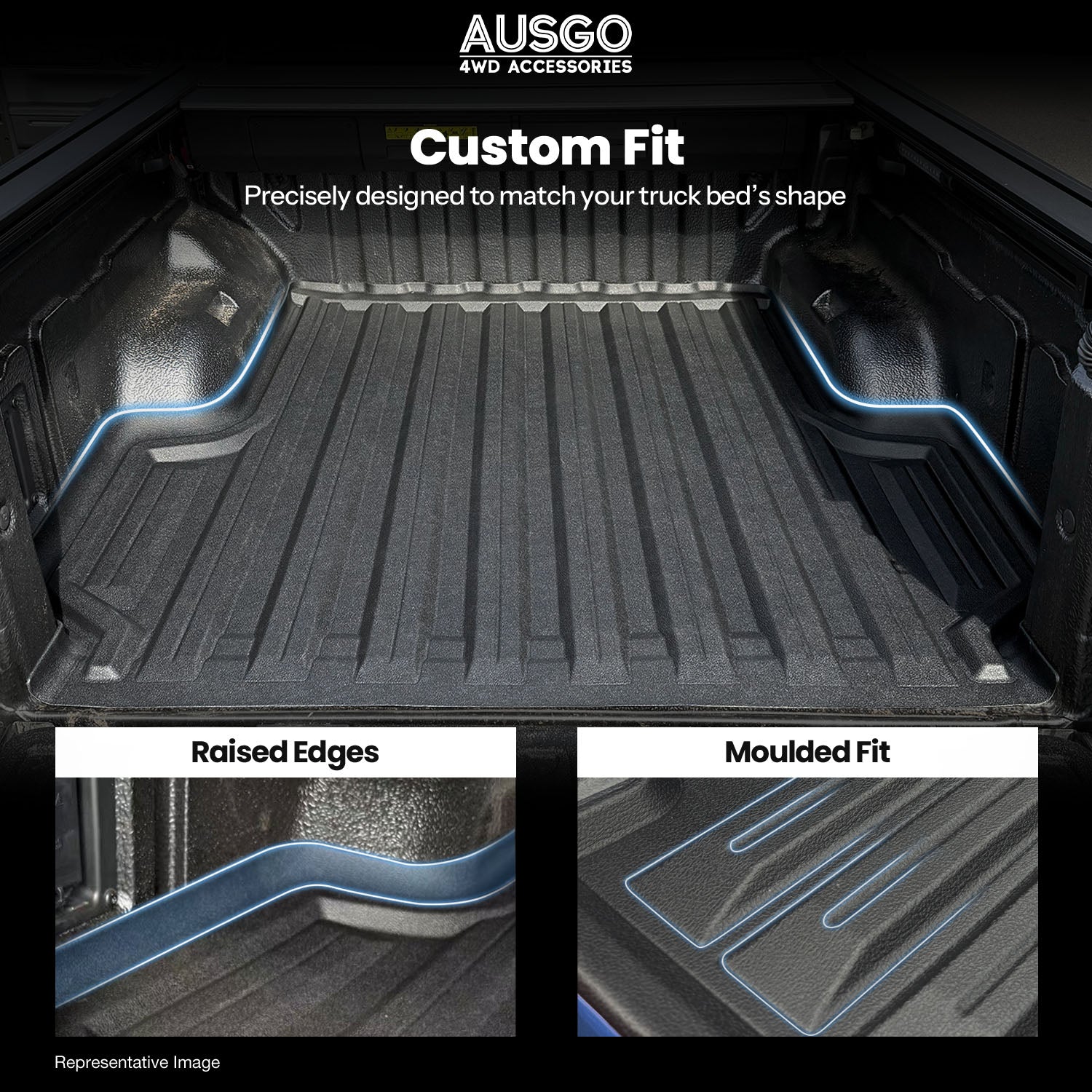 3D TPE Ute Mat for KIA Tasman 2025-Onwards Fitted with Factory Plastic Tub Liner