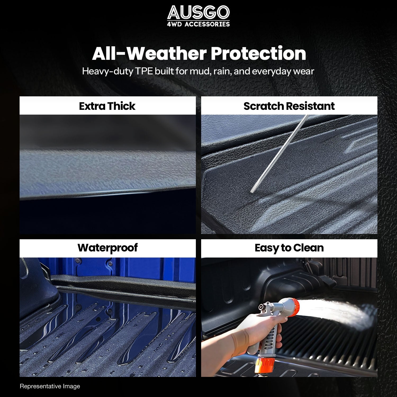 3D TPE Ute Mat for KIA Tasman 2025-Onwards Fitted with Factory Plastic Tub Liner